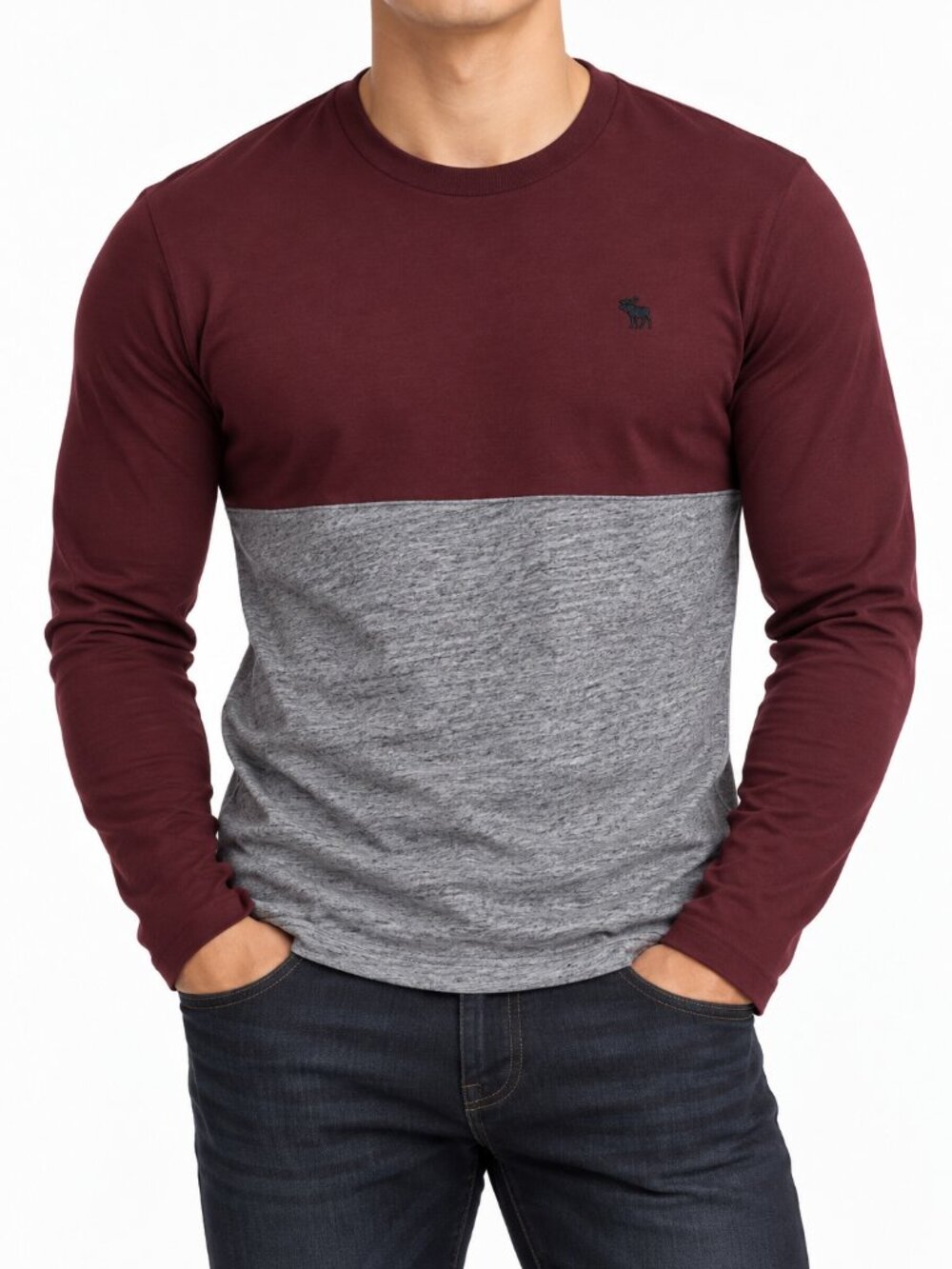 Abercrombie & Fitch Men’s Muscle Fit Colorblock Long Sleeve Tee S NWT